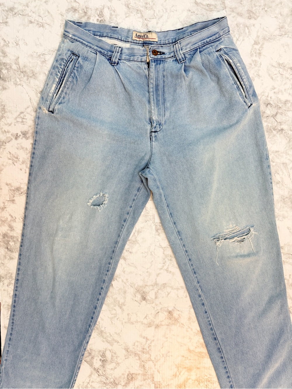 Vintage AmeriCo Original Light Blue Distressed Men's Jeans